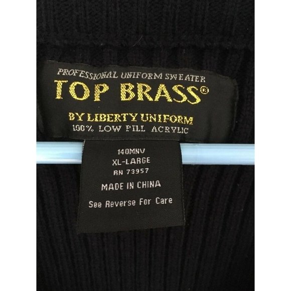 Liberty Uniform Top Brass Sweater Navy Blue XL epaulets reinforced elbows - Picture 5 of 8